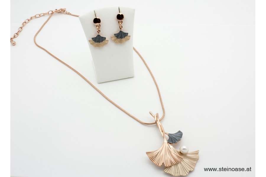 Mode-Collier 'Ginkgo rose-gold'